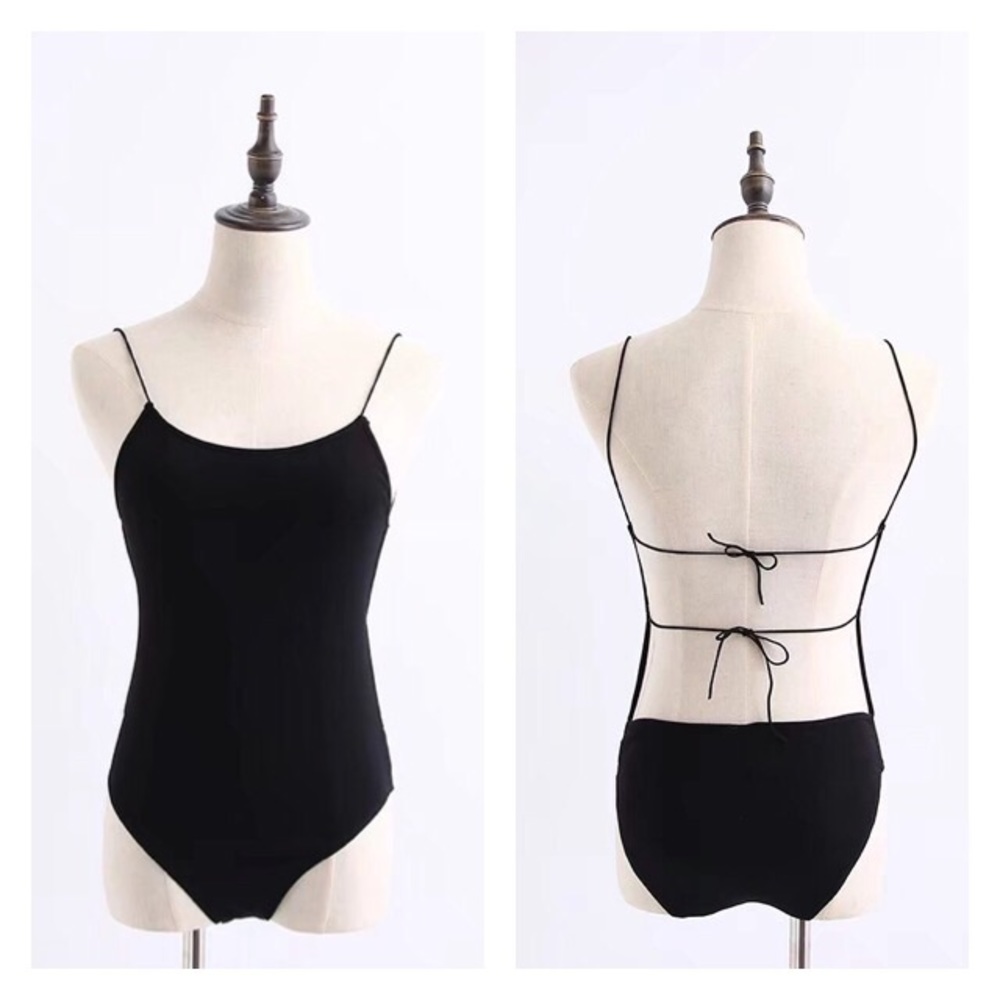 open back bodysuit in black